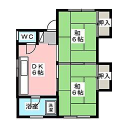 宮本荘北 2DKの間取図画像