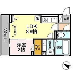 ヴィオレッタ 1LDKの間取図画像