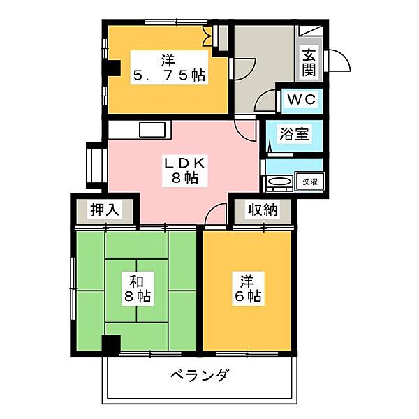 アイディル八坂 ｜静岡県静岡市清水区八坂東２丁目(賃貸マンション3DK・3階・60.00㎡)の写真 その2