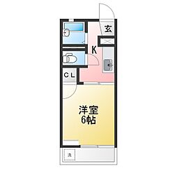 有東坂ヒルズ 1Kの間取図画像