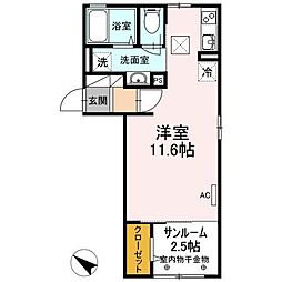 ボンヌ・シャンス中吉田 ワンルームの間取図画像