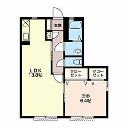 Leben2 1LDKの間取図画像