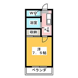 コーポユーワ 1Kの間取図画像