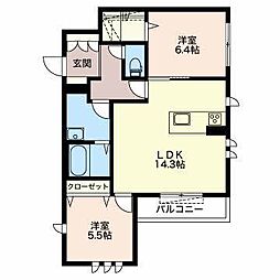 M.Flat草薙K 2LDKの間取図画像