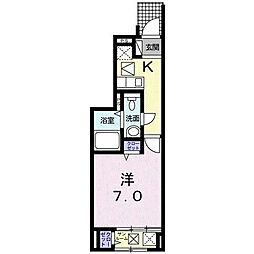 アジュール1 1Kの間取図画像