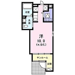ソレイユ草薙2 ワンルームの間取図画像
