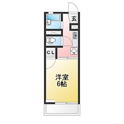 有東坂ヒルズ 1Kの間取図画像