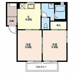クリエーション西峯田A 2Kの間取図画像