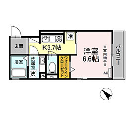 エムズハウス谷田 1Kの間取図画像