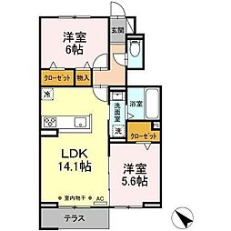 カーサ・ボニータ 2LDKの間取図画像