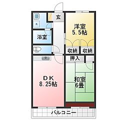 ベルドミール 2DKの間取図画像