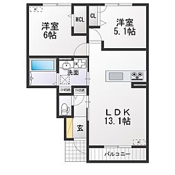 グレースコートT 2LDKの間取図画像