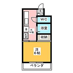 ハイクオリティ秀水 1Kの間取図画像