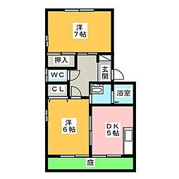 ディオールA 2DKの間取図画像