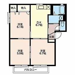 グランメールB 3DKの間取図画像