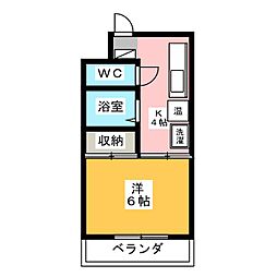 ハイクオリティ秀水 1Kの間取図画像