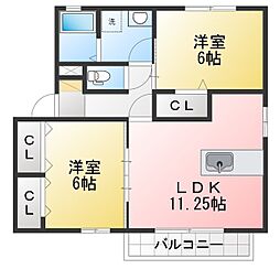 ヴィラ・アンジュ 2LDKの間取図画像