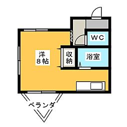 コーポS6 ワンルームの間取図画像