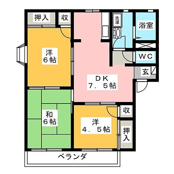 プレミール川合Ｂ ｜静岡県静岡市葵区上土２丁目(賃貸アパート3DK・1階・55.94㎡)の写真 その2