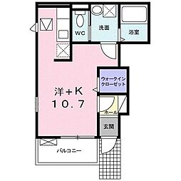 ポコ 1Kの間取図画像