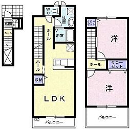 プレジオスA 2LDKの間取図画像