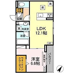 Dcrest新川N 1LDKの間取図画像