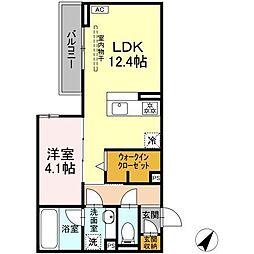 Dcrest新川S 1LDKの間取図画像