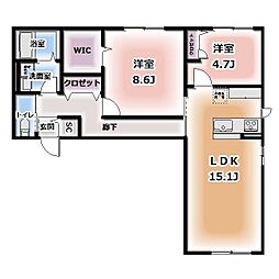 Komorebi Garden中田本町B 2LDKの間取図画像
