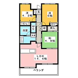 ウィステリア中田 3LDKの間取図画像