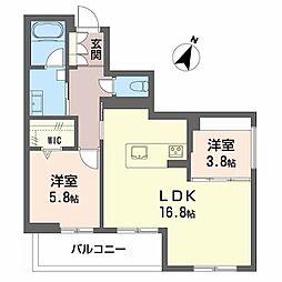 Le・Ecracie 2LDKの間取図画像