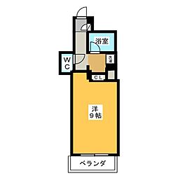 ホリホックイン安西 1Kの間取図画像