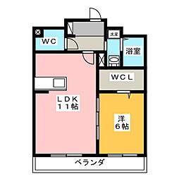 プリュネ 1LDKの間取図画像