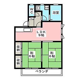 ハイムグリーンヒルA 2LDKの間取図画像