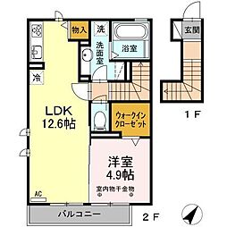 T'sコート 1LDKの間取図画像