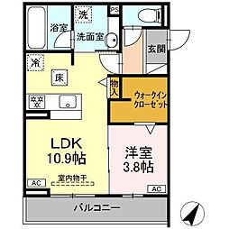D crest八幡4丁目 1LDKの間取図画像