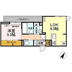 D crest八幡4丁目 1LDKの間取図画像