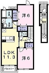 ディー・ベレッツァA 2LDKの間取図画像
