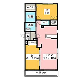 メゾン月声 2LDKの間取図画像
