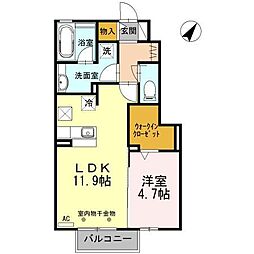プランドールU 1LDKの間取図画像