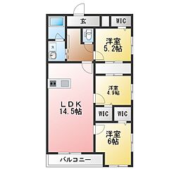 仮)リバブル富士見台 3LDKの間取図画像
