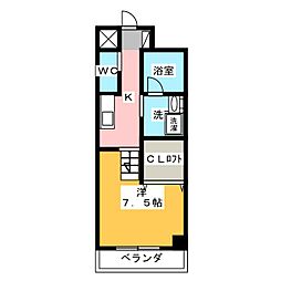 天王町comfort 1Kの間取図画像