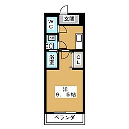 Bellwood2 1Kの間取図画像