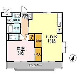エクレール・ユウ 1LDKの間取図画像
