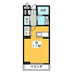 オーシャンヒルズ ワンルームの間取図画像