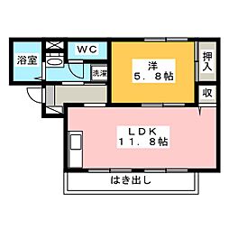 スプルース八幡 1LDKの間取図画像