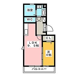 パレ稲川 1LDKの間取図画像