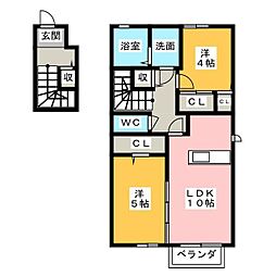 メリエスト 2LDKの間取図画像
