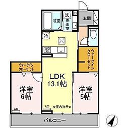 セレーノ小鹿 2LDKの間取図画像