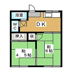 緑荘 2Kの間取図画像