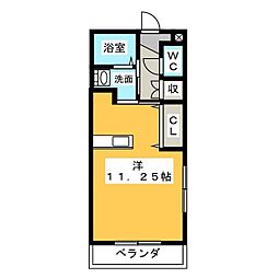 シード ワンルームの間取図画像